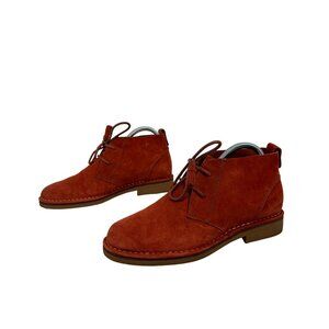 Hush Puppies Moyen Size 8.5 Burnt Orange Suede Lace Up Tassels Ankle Boots